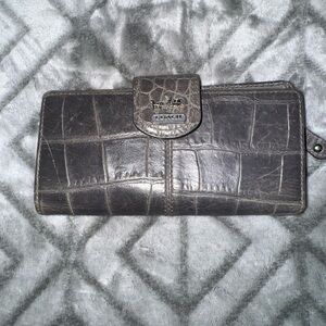 Coach Charcoal Croc-Embossed Wallet